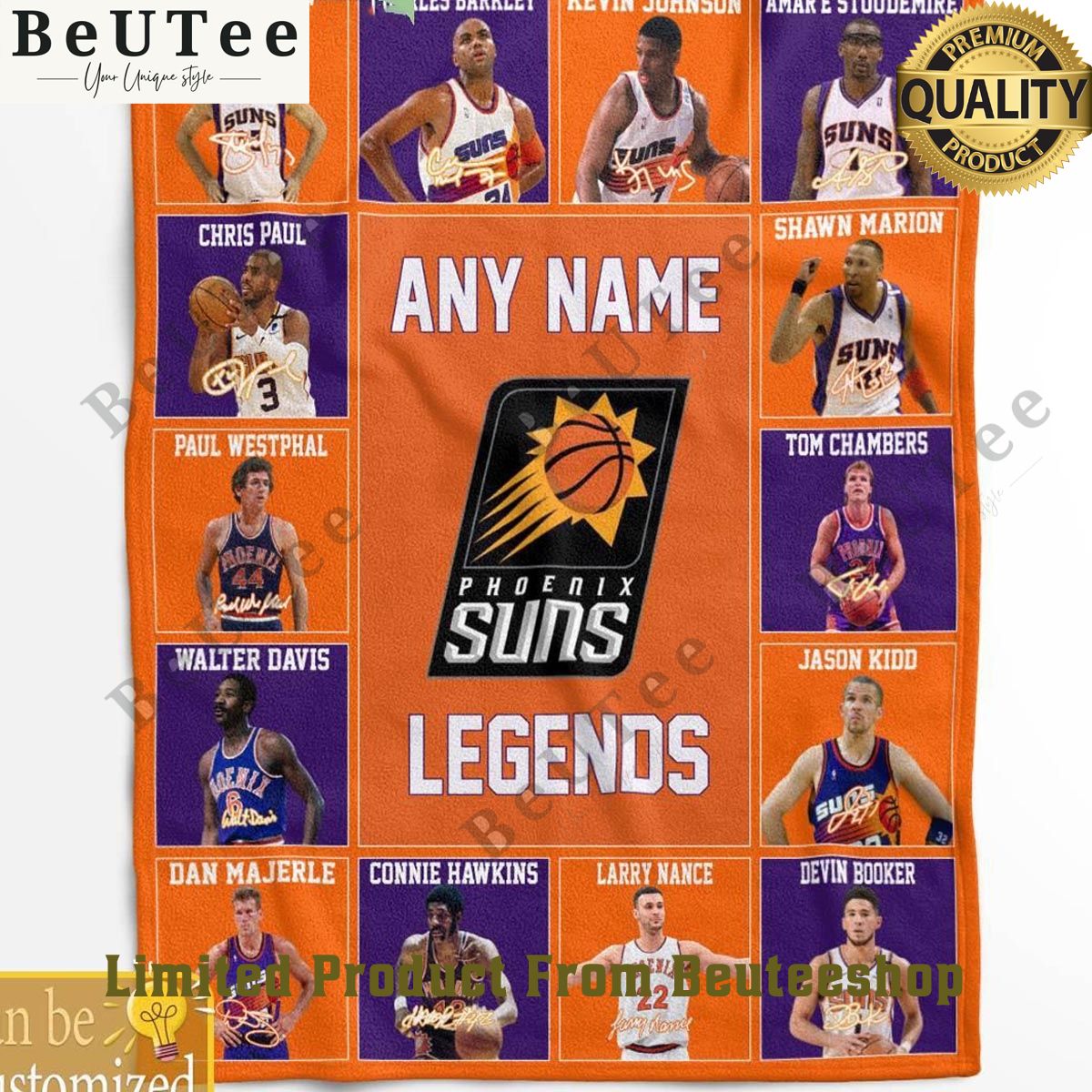 Phoenix Suns Legends 2024 Team Personalized Limited Quilt Fleece Blanket