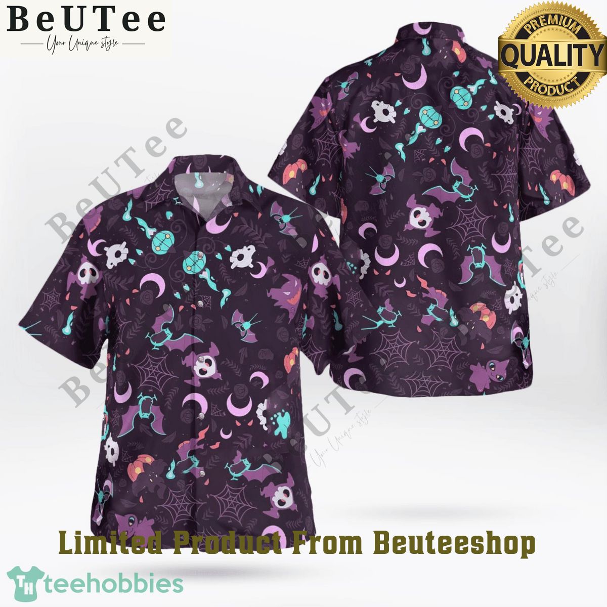 Pokemon Dark Type Halloween Vibe Hawaiian Shirt 