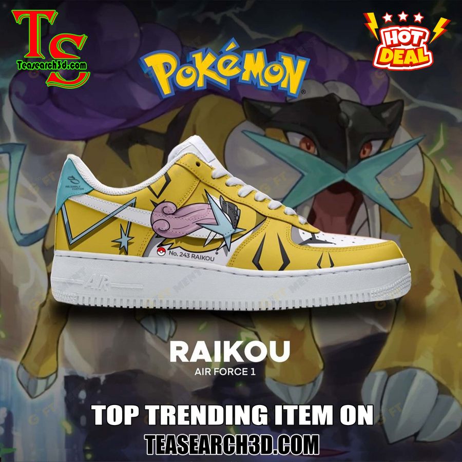 New Trending Custom Air Force 1 Shoes For Pokemon Fans 15 Raikou Legendary Pokemon Custom Air Force 1 Sneaker