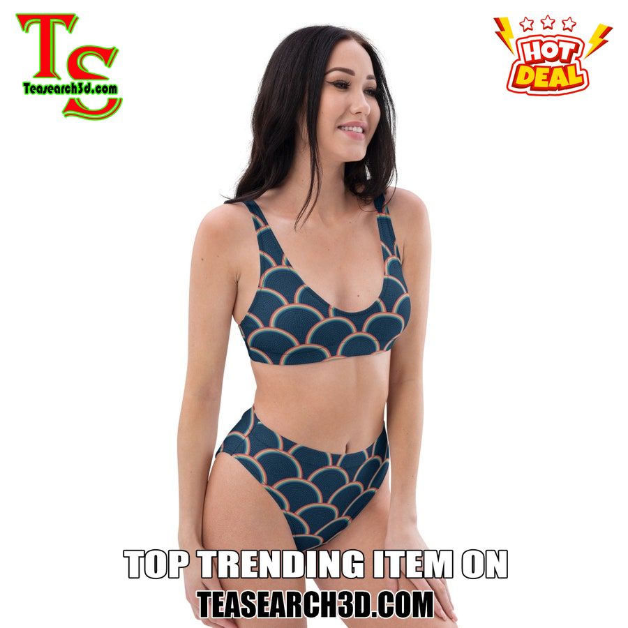 Top Hot Trending Bikini Set Best Gift For Women 29 Retro Y2K Rainbow Mosaic High Waisted Bikini Set