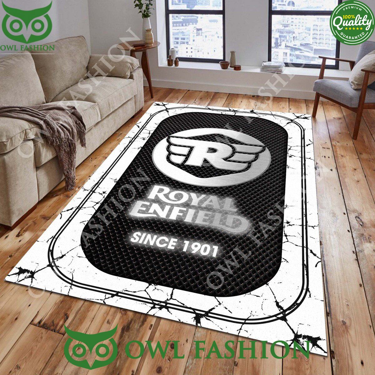 Royal Enfield 1901 brand Logo Custom Color Rug Carpet