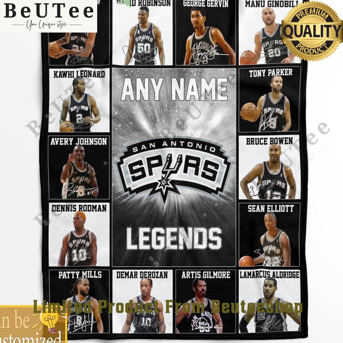 San Antonio Spurs Legends Team Customized 2024 Quilt Fleece Blanket