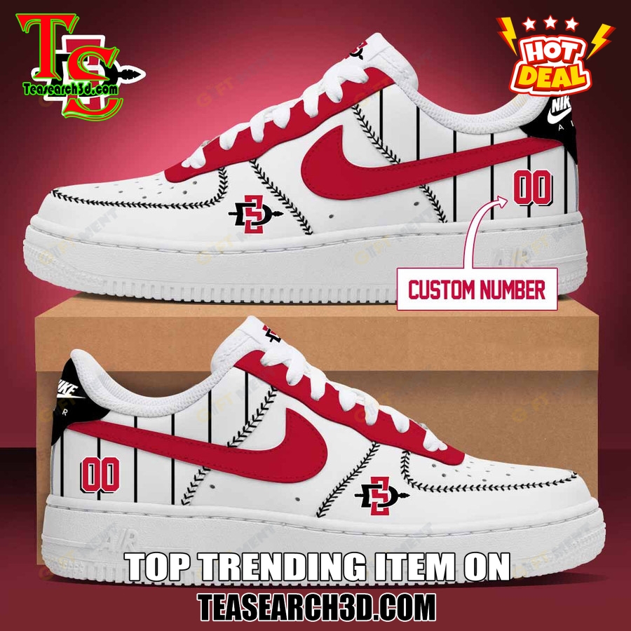 Amazing NCAA Air Force Sneakers Shoes 22 San Diego State Aztecs Baseball Custom Air Force Sneakers
