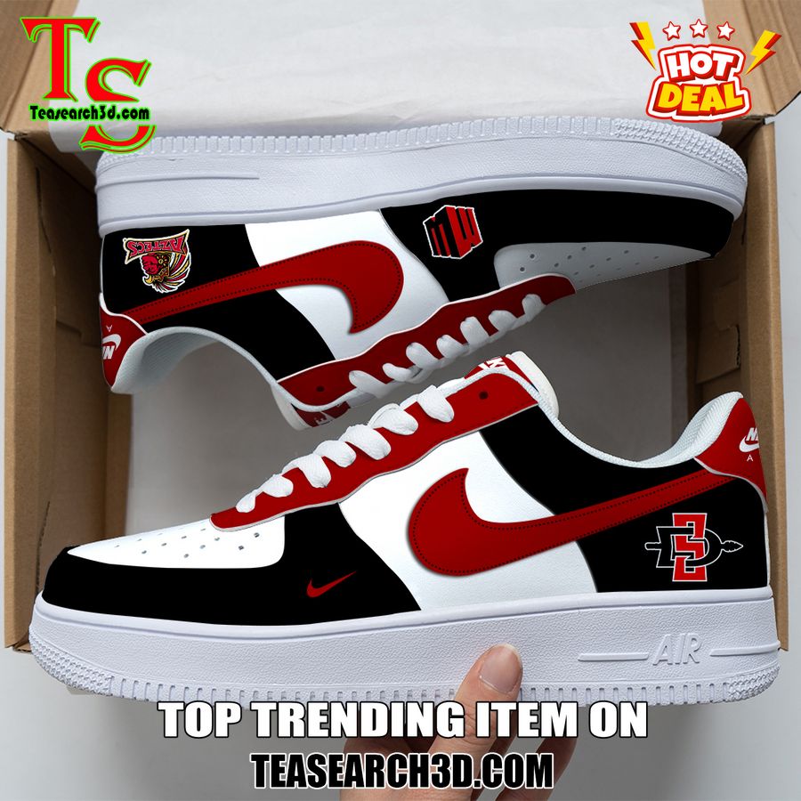 Amazing Nike Logo Air Force 1 Nike Shoes, Sport Team AF1 Shoes 29 San Diego State Aztecs Custom Nike Logo AF1 Shoes