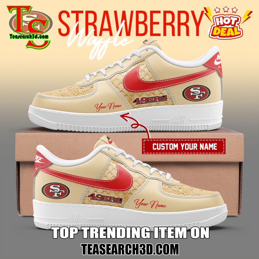 Limited Edition Air Force 1 Sneakers Style 28 San Francisco 49ers Strawberry Waffle Custom Air Force 1 Sneaker