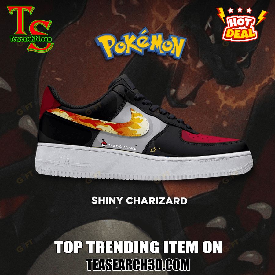New Trending Custom Air Force 1 Shoes For Pokemon Fans 17 Shiny Charizard Pokemon Premium Air Force 1 Sneaker