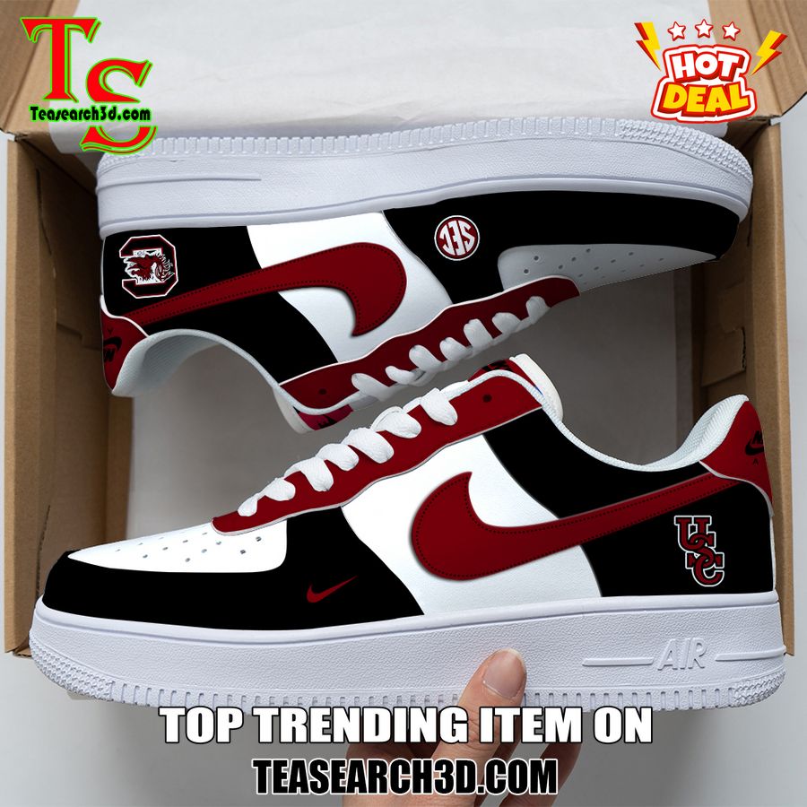 Amazing Nike Logo Air Force 1 Nike Shoes, Sport Team AF1 Shoes 30 South Carolina Gamecocks Custom Nike Logo AF1 Shoes