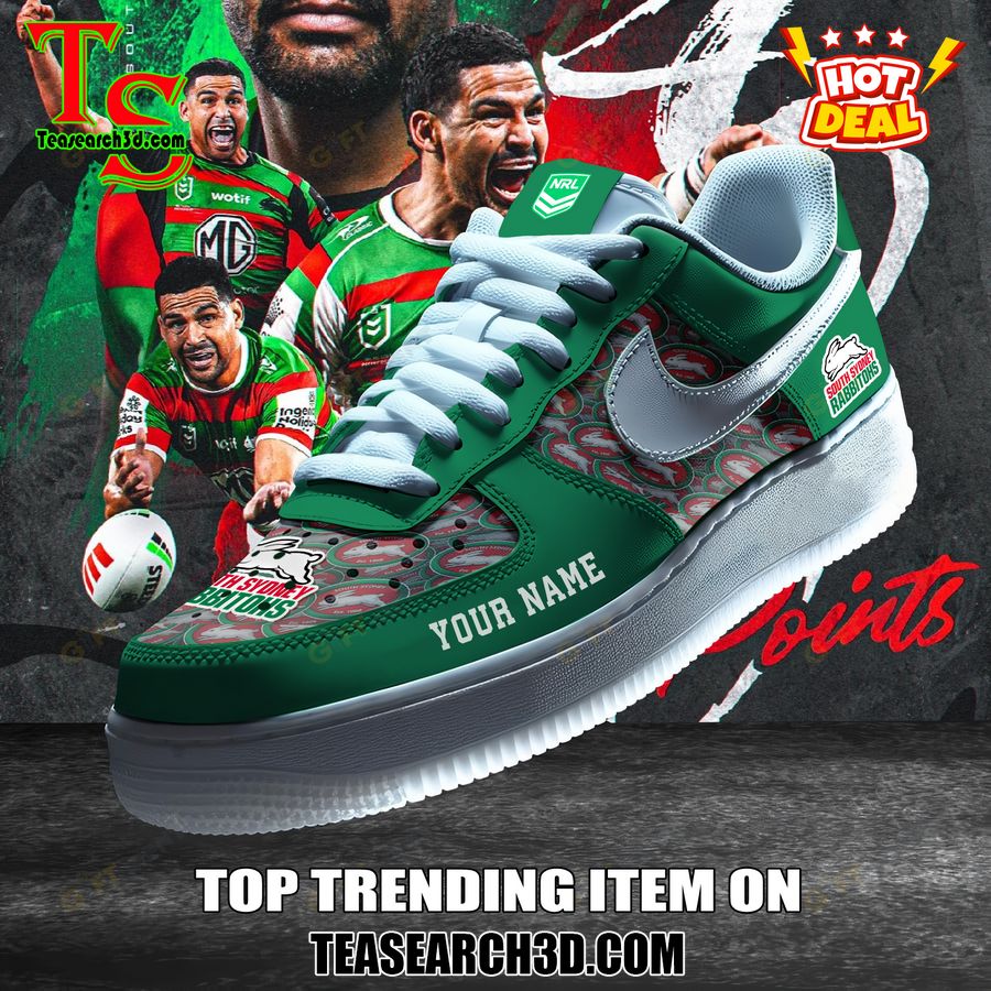 New Trending Sneaker Best Gift For Fans 24 South Sydney Rabbitohs NRL Custom Name Air Force Sneaker
