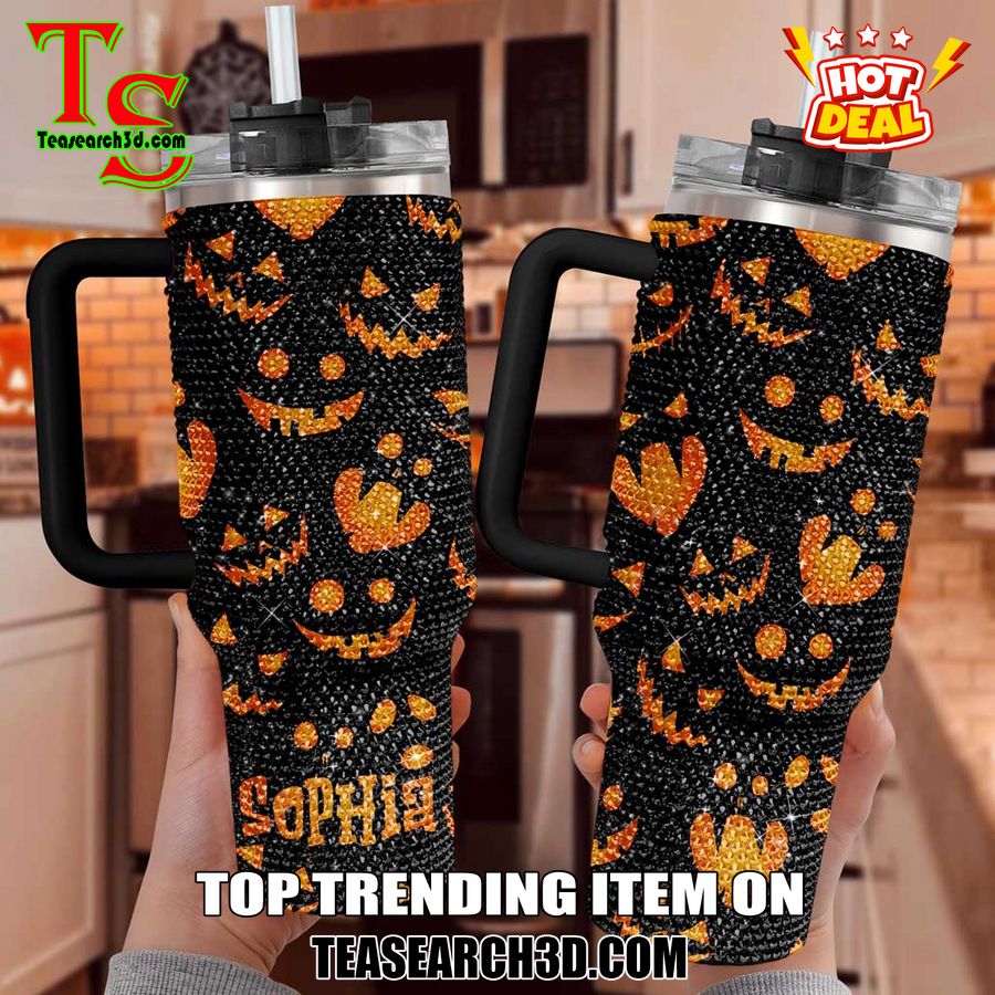 Rhinestone Tumbler With Name On Teasearch 31 Spooky Season Pumpkin 40Oz Rhinestone Tumbler