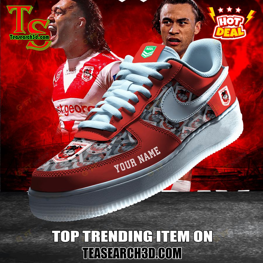 New Trending Sneaker Best Gift For Fans 25 St. George Illawarra Dragons NRL Custom Name Air Force Sneaker
