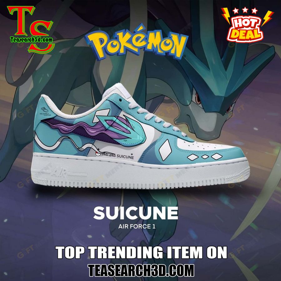 New Trending Custom Air Force 1 Shoes For Pokemon Fans 22 Suicune Legendary Pokemon Custom Air Force 1 Sneaker