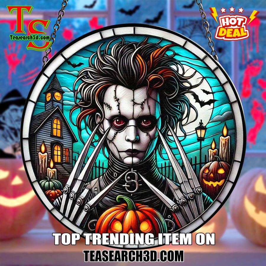 Hot Stained Glass Suncatchers ideas in 2024 27 Sweeney Todd Horror Halloween Stained Glass Suncatcher Ornament