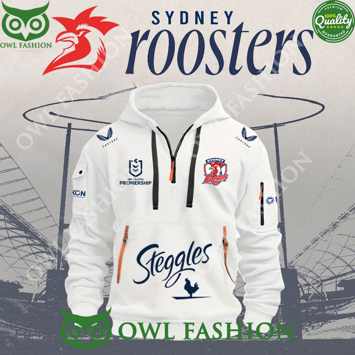 Sydney Roosters football Rugby Steggles NRL half zipper hoodie