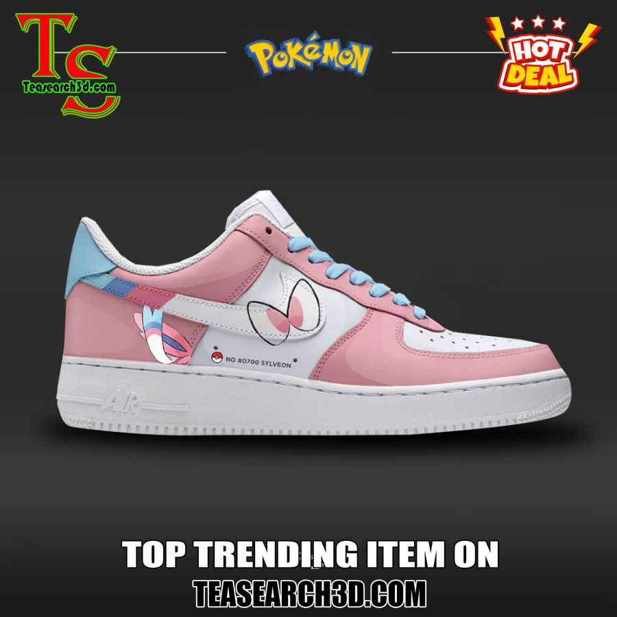 New Trending Custom Nike Logo AF1 Shoes 32 Sylveon Pokemon Custom Air Force 1 Sneaker Shoes