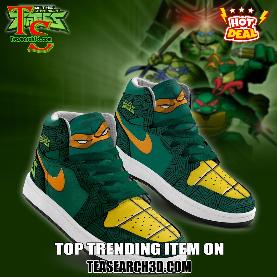 New Trending JD High Top For Sale 2024 27 Teenage Mutant Ninja Turtles Mikey Custom Air Jordan High Top Shoes