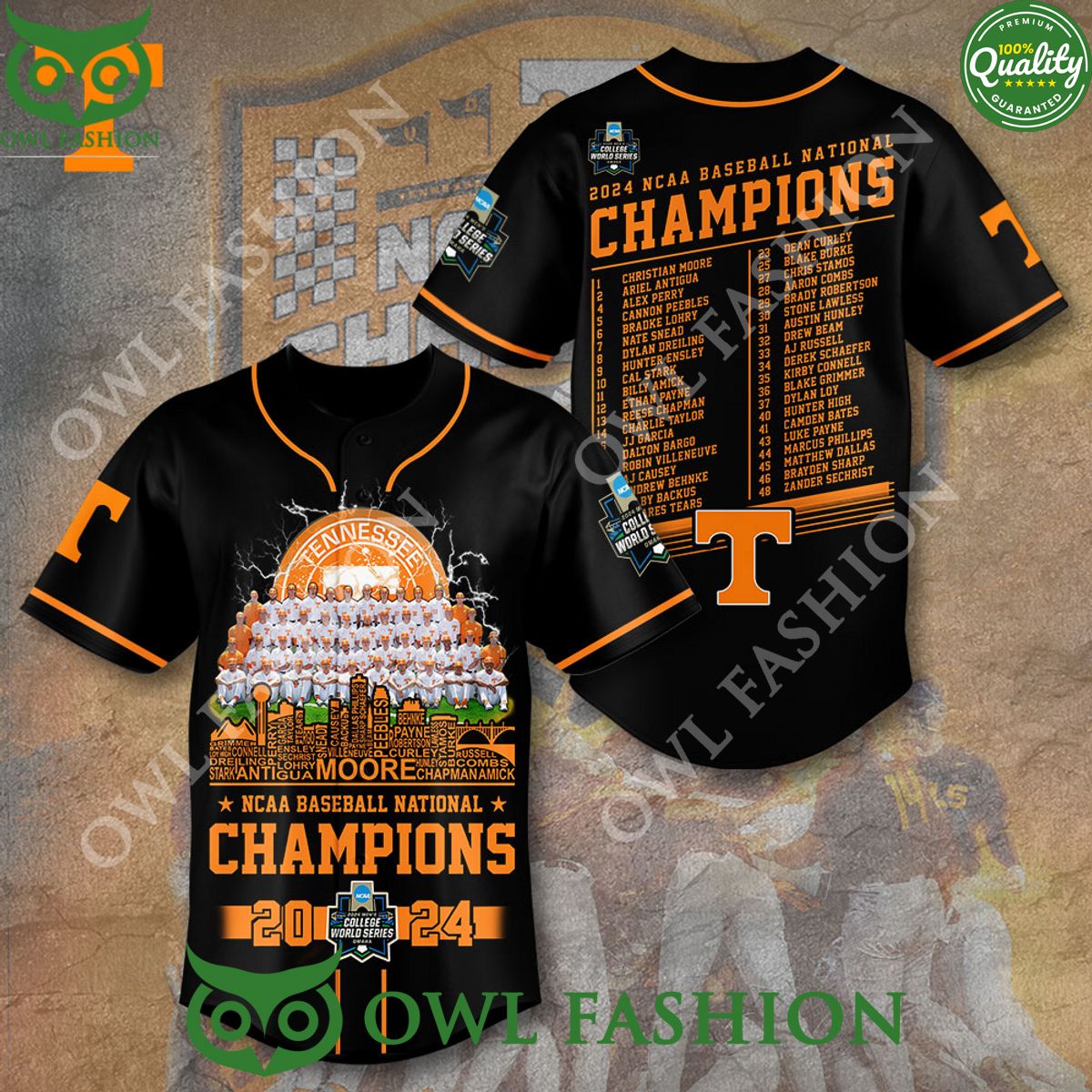 Tennessee Volunteers NCAA Baseball Champion Baseball Jersey Shirt