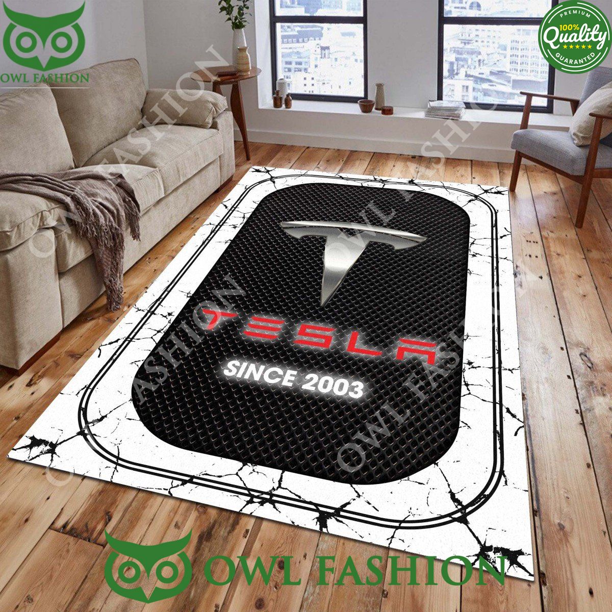 Tesla 2003 Luxury Car Lightning Rug carpet for living room