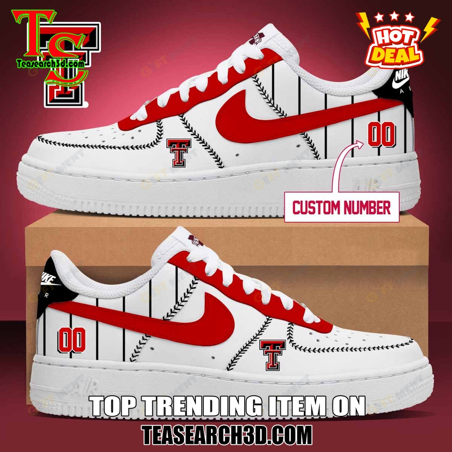 Amazing NCAA Air Force Sneakers Shoes 27 Texas Tech Red Raiders Baseball Custom Air Force Sneakers