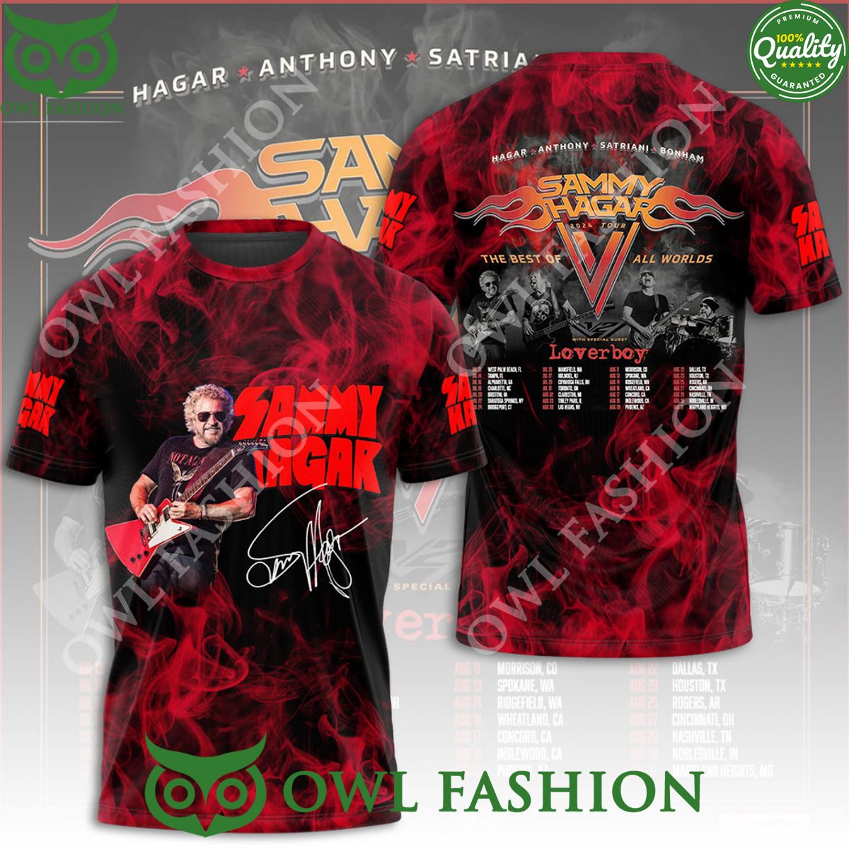 The best of all worlds Sammy Hagar Tour 2024 Red rocker 3D t shirt