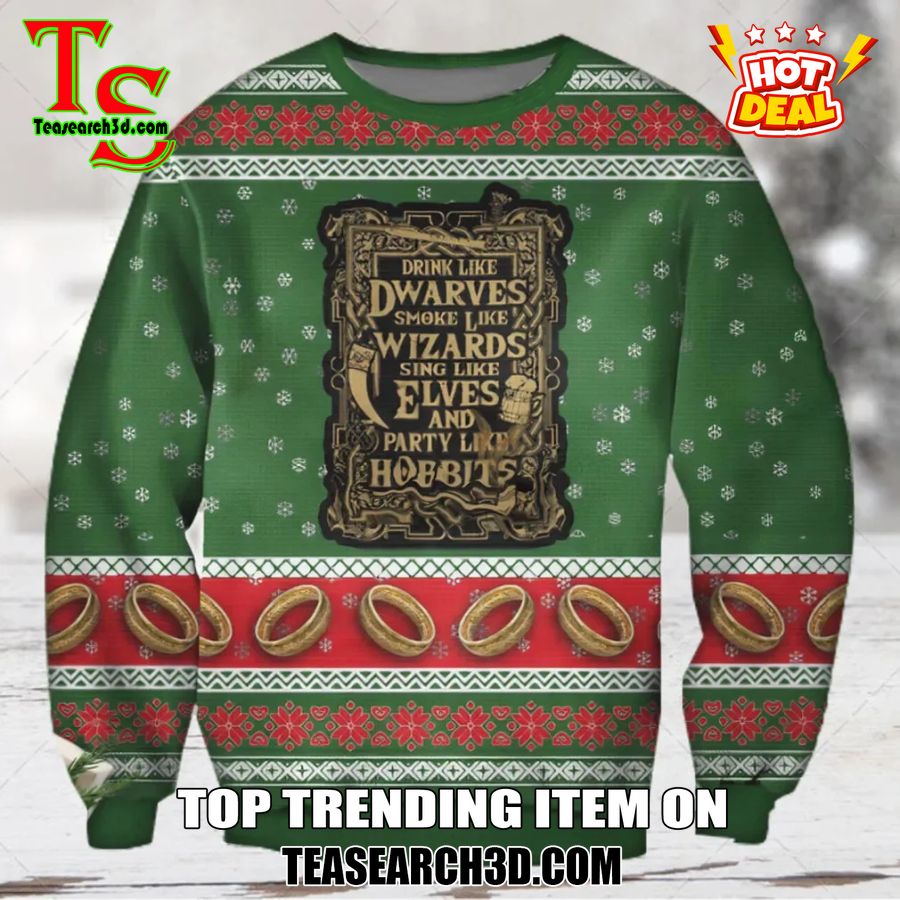 Amazing Trending Christmas Ugly Sweater With Free Shipping 26 The Lord Of The Rings Drink Like Dwarves Ugly Sweater