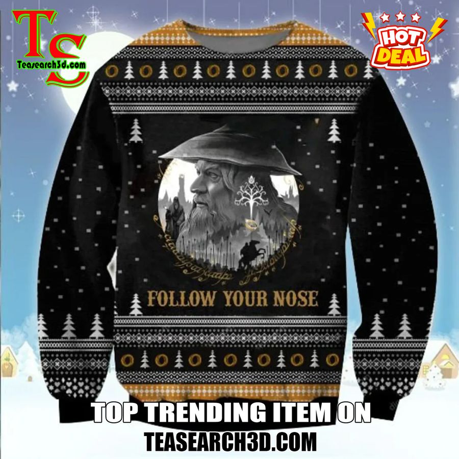 Amazing Trending Christmas Ugly Sweater With Free Shipping 27 The Lord Of the Rings Follow Your Nose Christmas Ugly Sweater