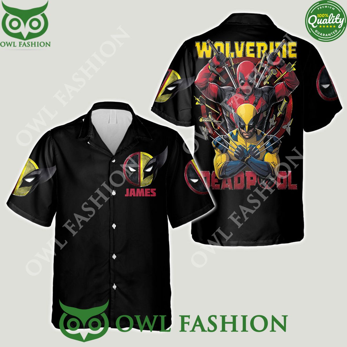 The Psychopath Red and Yellow Hero Wolverine Deadpool Custom Name Hawaiian Shirt