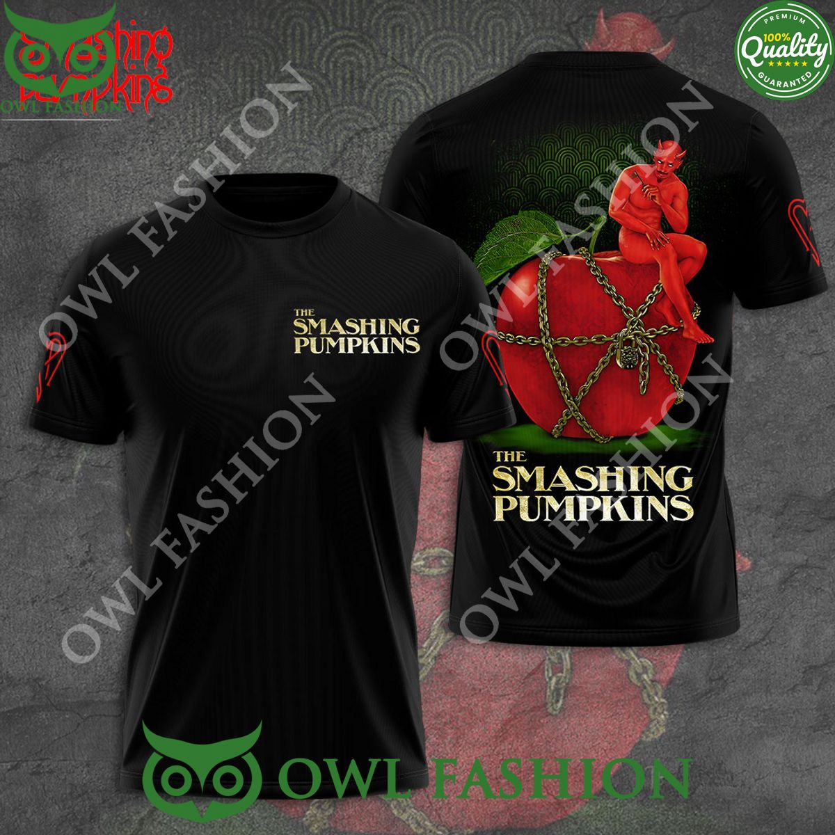 The Smashing Pumpkins Rock band Red apple evil 3D t shirt