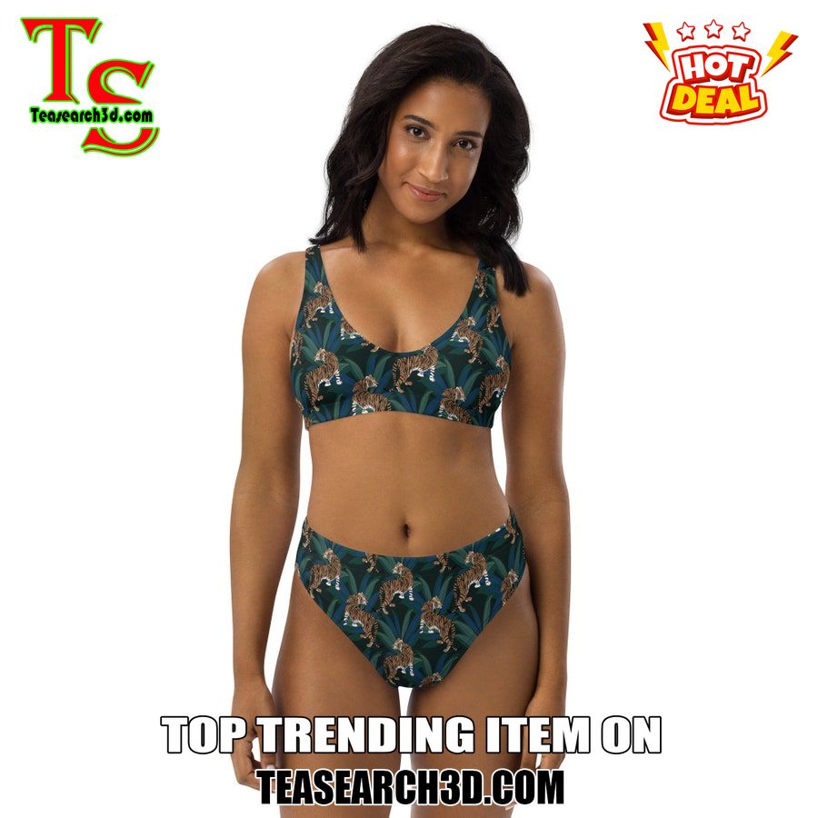 Top Hot Trending Bikini Set Best Gift For Women 30 Tiger Tropical Jungle High Waisted Bikini Set