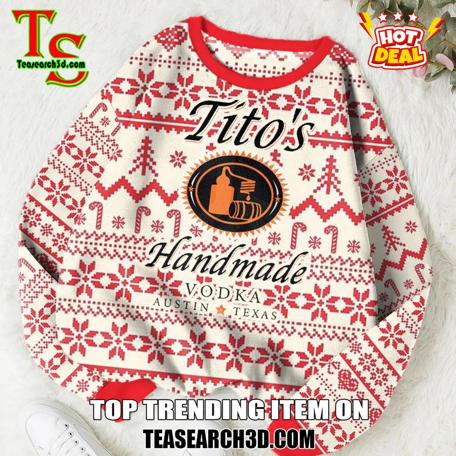 High Quality Drinking Game Ugly Christmas Sweater 29 Tito's Handmade Vodka Austin Texas Ugly Christmas Sweater