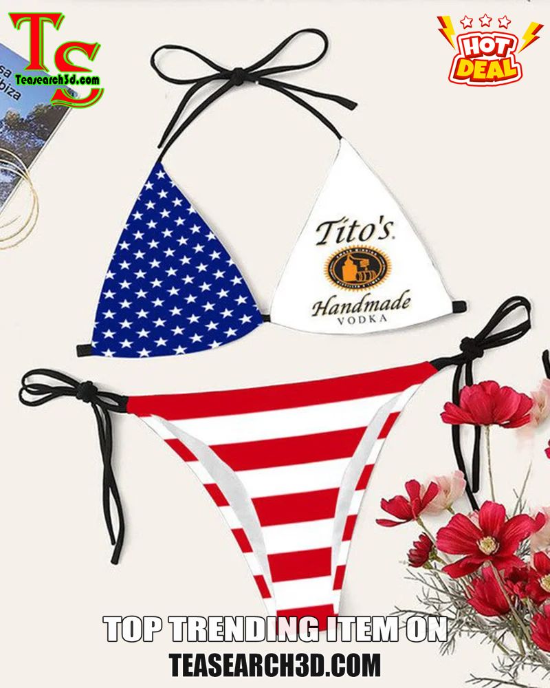 Drink Bikini Women Summer Sale 2024 29 Tito's Vodka American Flag Triangle Bikini Set