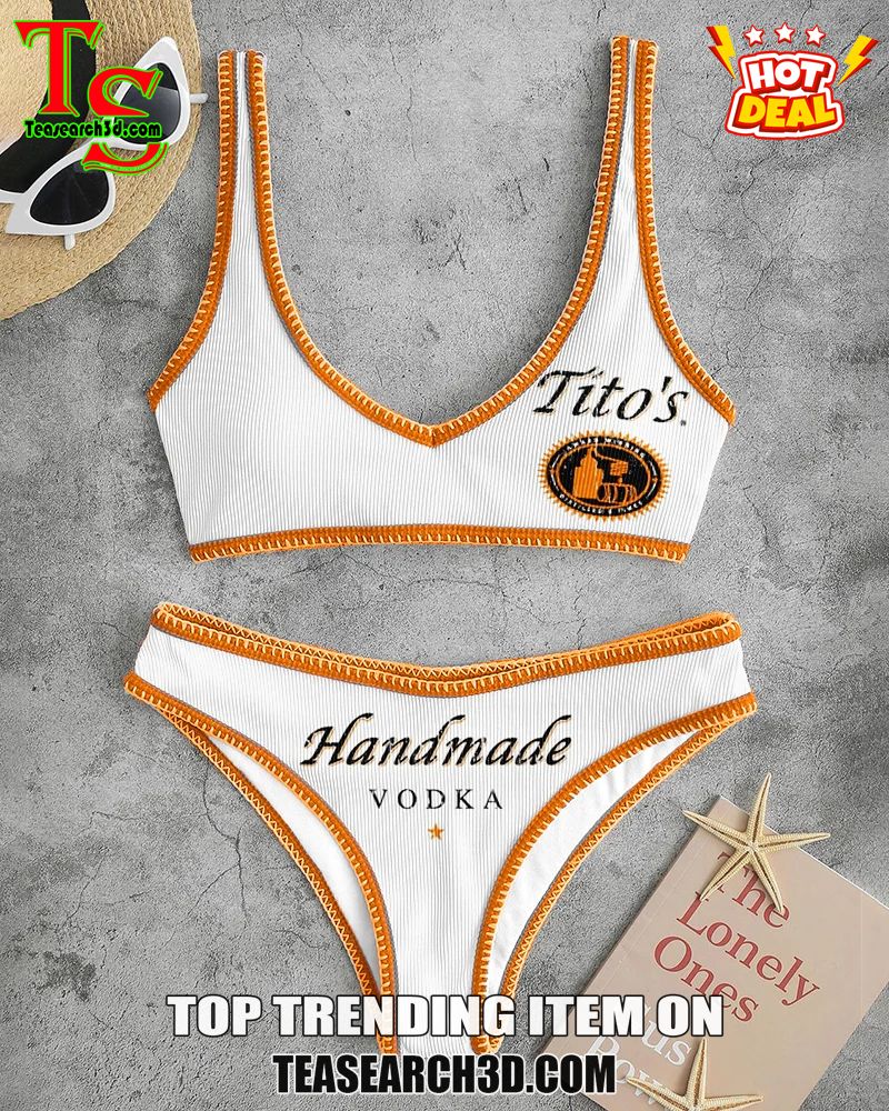 Top Hot Trending Women Drink High Waisted Bikini Sets 25 Tito's Vodka Beach Orange High Waisted Bikini Sets