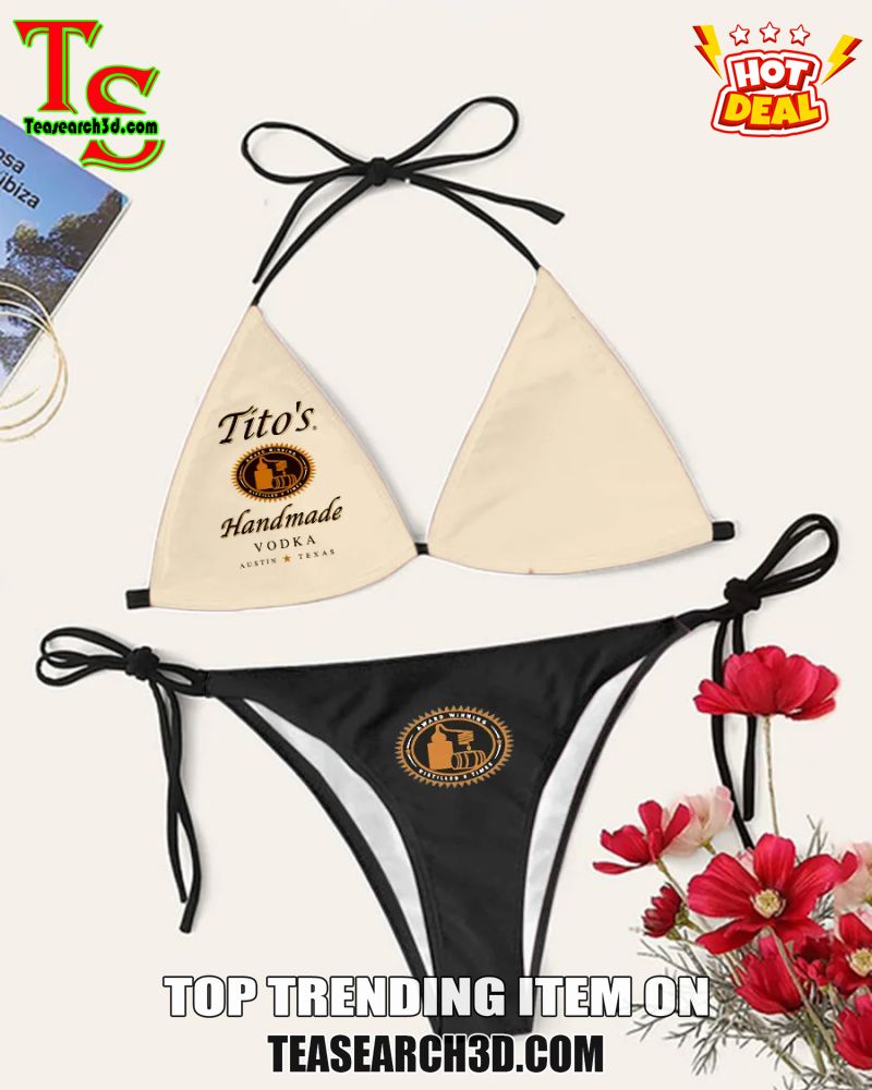 Drink Bikini Women Summer Sale 2024 31 Tito's Vodka Khaki Black Women Triangle Bikini Set