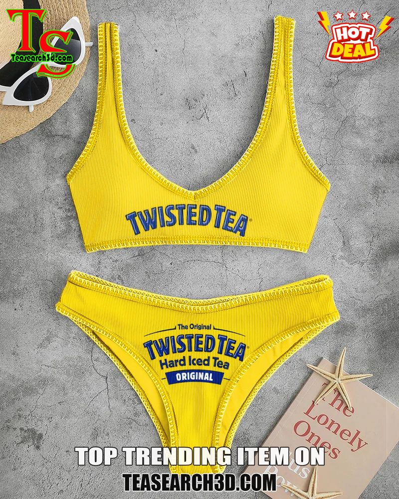 Top Hot Trending Women Drink High Waisted Bikini Sets 32 Twisted Tea Yellow Women High Waisted Bikini Sets