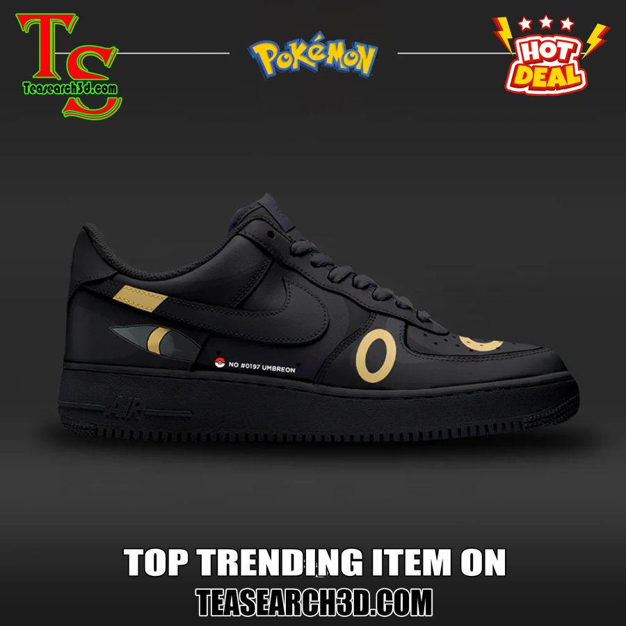 New Trending Custom Nike Logo AF1 Shoes 33 Umbreon Pokemon Custom Air Force 1 Sneaker Shoes