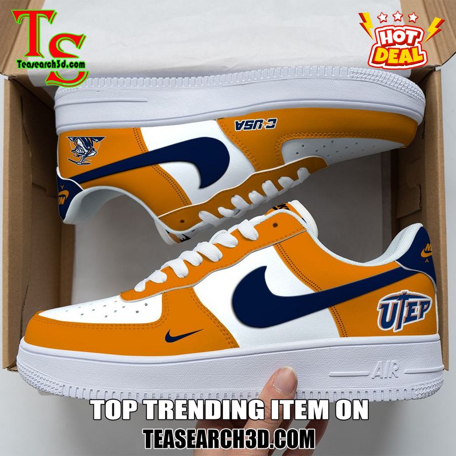 Amazing Nike Logo Air Force 1 Nike Shoes, Sport Team AF1 Shoes 37 UTEP Miners Custom Nike Logo AF1 Shoes