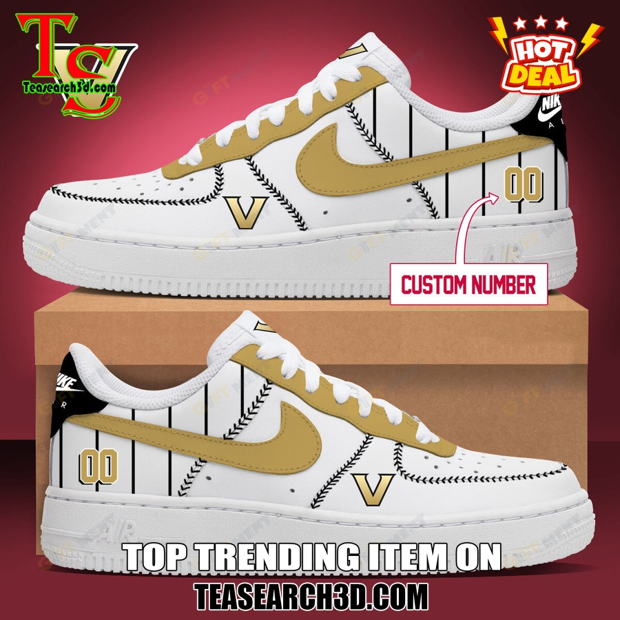 Amazing NCAA Air Force Sneakers Shoes 28 Vanderbilt Commodores Baseball Custom Air Force Sneakers