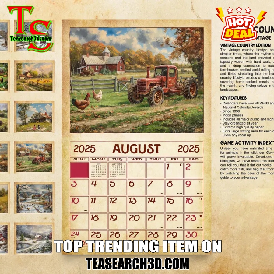 Hot Calendar Quick and Easy Buy Online 30 Vintage Country 2025 Wall Hanging Calendar