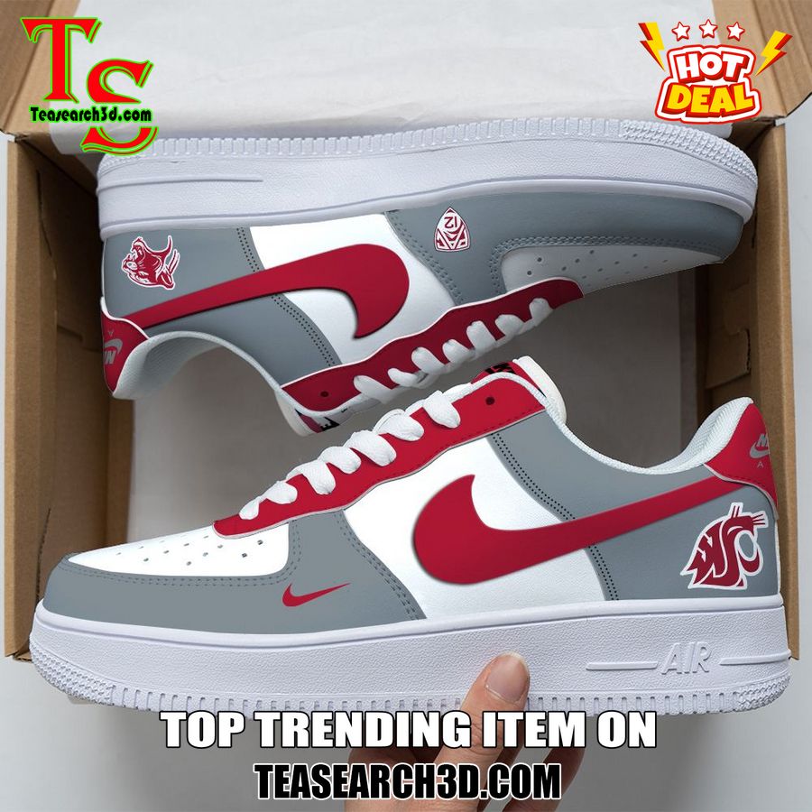 Amazing Nike Logo Air Force 1 Nike Shoes, Sport Team AF1 Shoes 39 Washington State Cougars Custom Nike Logo AF1 Shoes