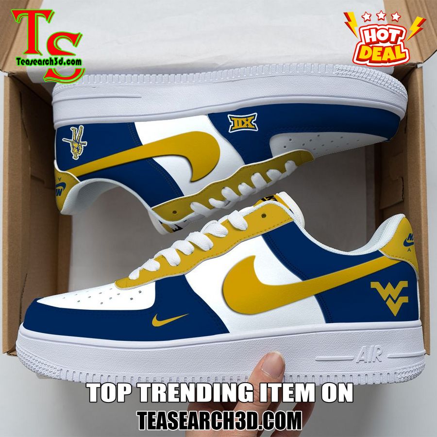 Amazing Nike Logo Air Force 1 Nike Shoes, Sport Team AF1 Shoes 40 West Virginia Mountaineers Custom Nike Logo AF1 Shoes