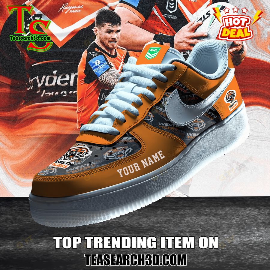 New Trending Sneaker Best Gift For Fans 27 Wests Tigers NRL Custom Name Air Force Sneaker