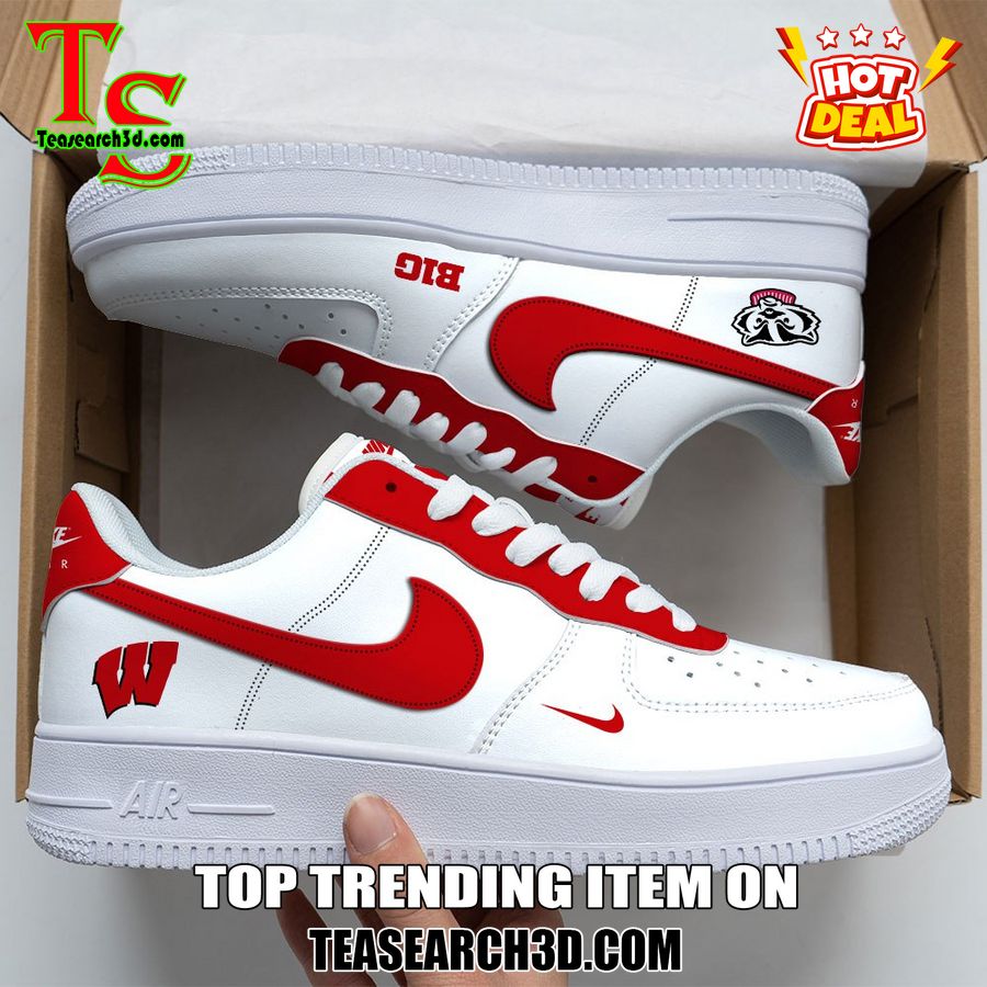 Amazing Nike Logo Air Force 1 Nike Shoes, Sport Team AF1 Shoes 41 Wisconsin Badgers Custom Nike Logo AF1 Shoes