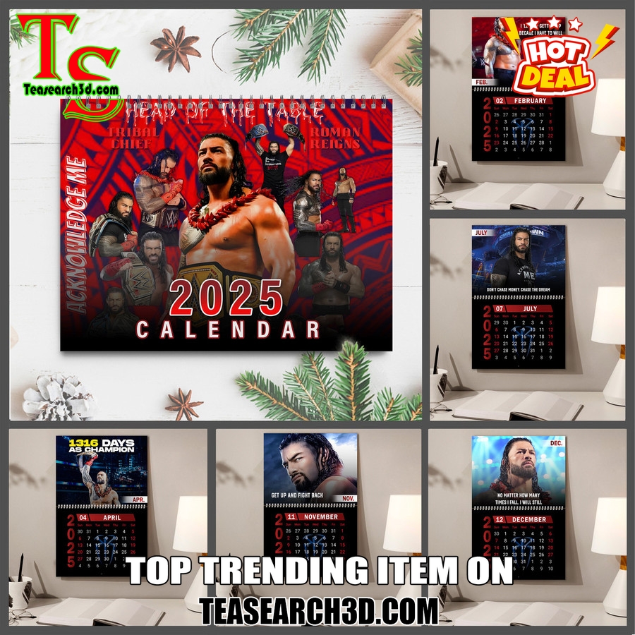 New Trending Calendar On Teasearch 281124 26 WWE Roman Reigns 2025 Wall Hanging Calendar