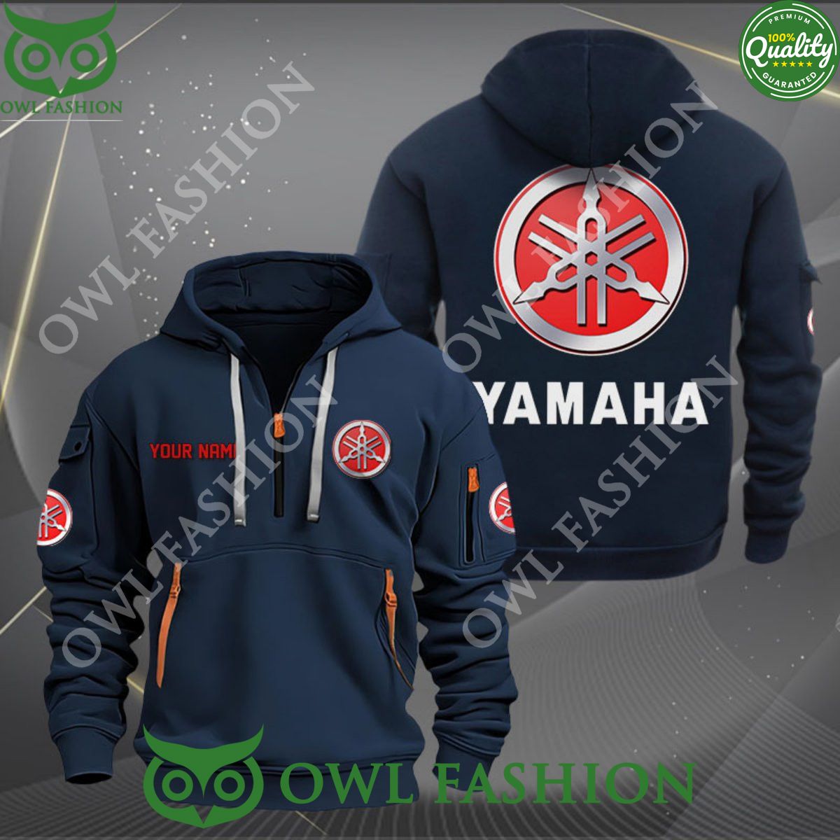 Yamaha Motor Personalized 2D Half Zipper Hoodie