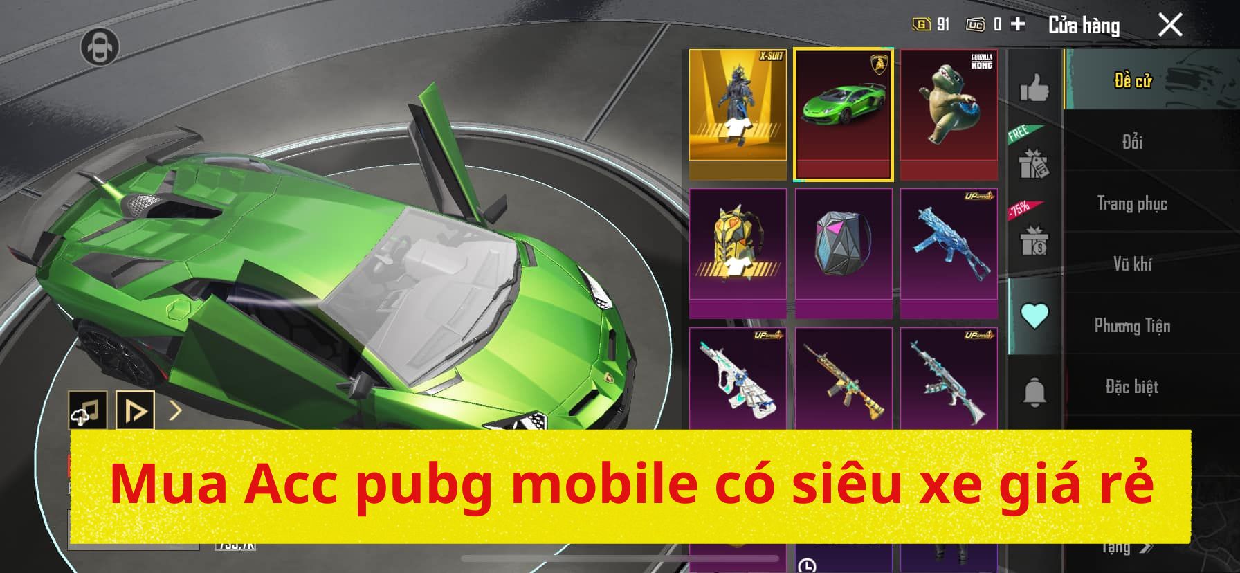 Mua Acc pubg mobile có siêu xe giá rẻ tại Shopacc.vn