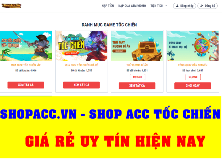 Shop acc Tốc Chiến ưu đãi giảm giá đến 50% tốt nhất thị trường