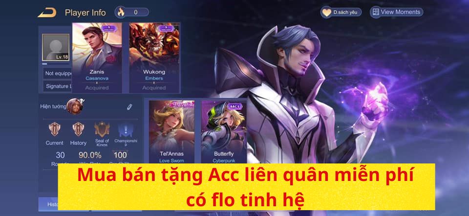 Mua bán tặng Acc liên quân miễn phí có flo tinh hệ tại Shopacc.vn