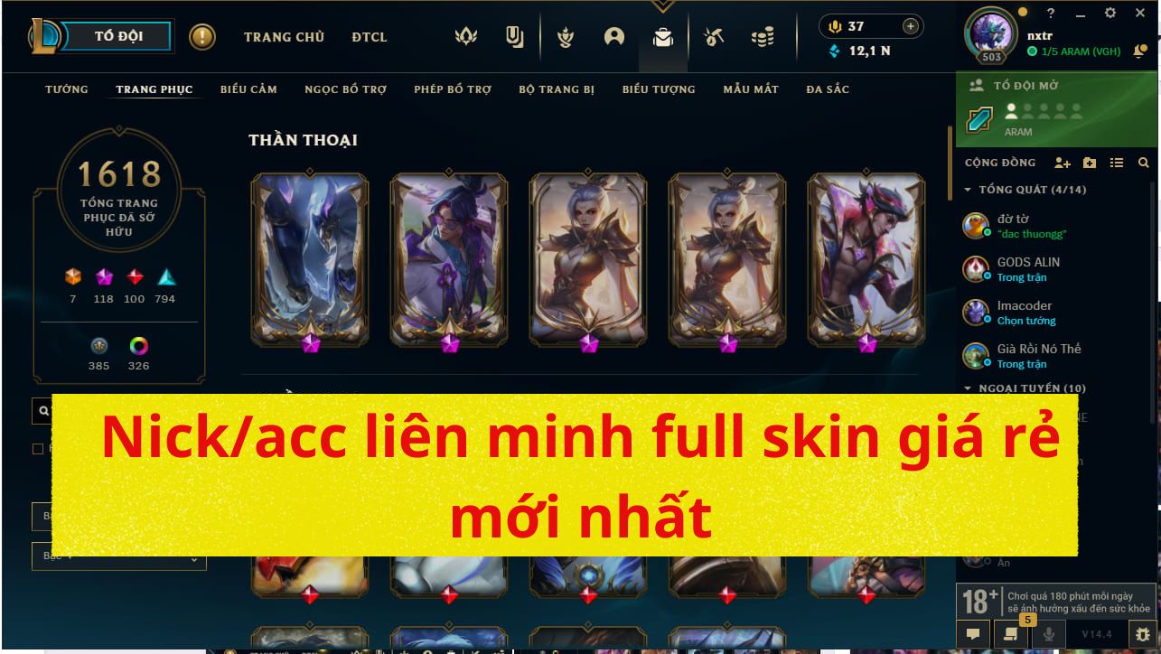 Nick/acc liên minh full skin giá rẻ mới nhất tại Shopacc.vn