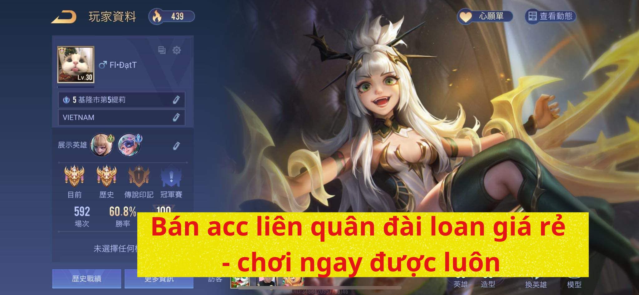 Mua bán nick/acc liên quân đài loan chơi được luôn