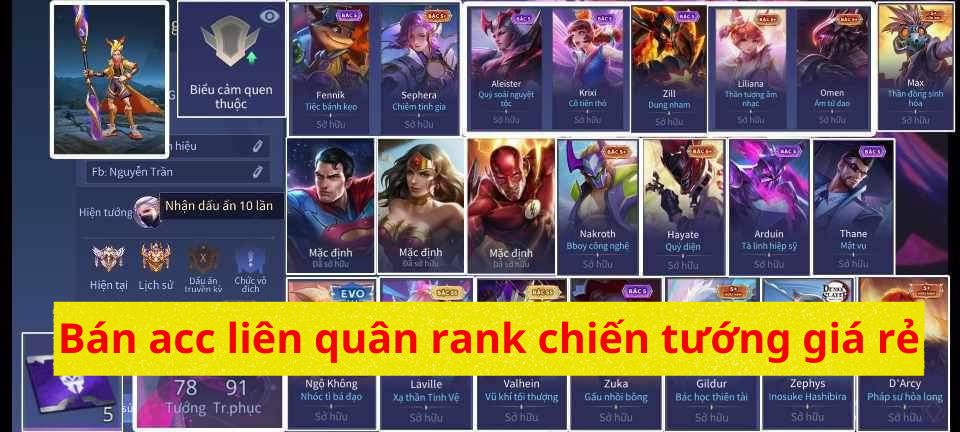 Mua bán acc liên quân rank chiến tướng giá rẻ tại Shopacc.vn