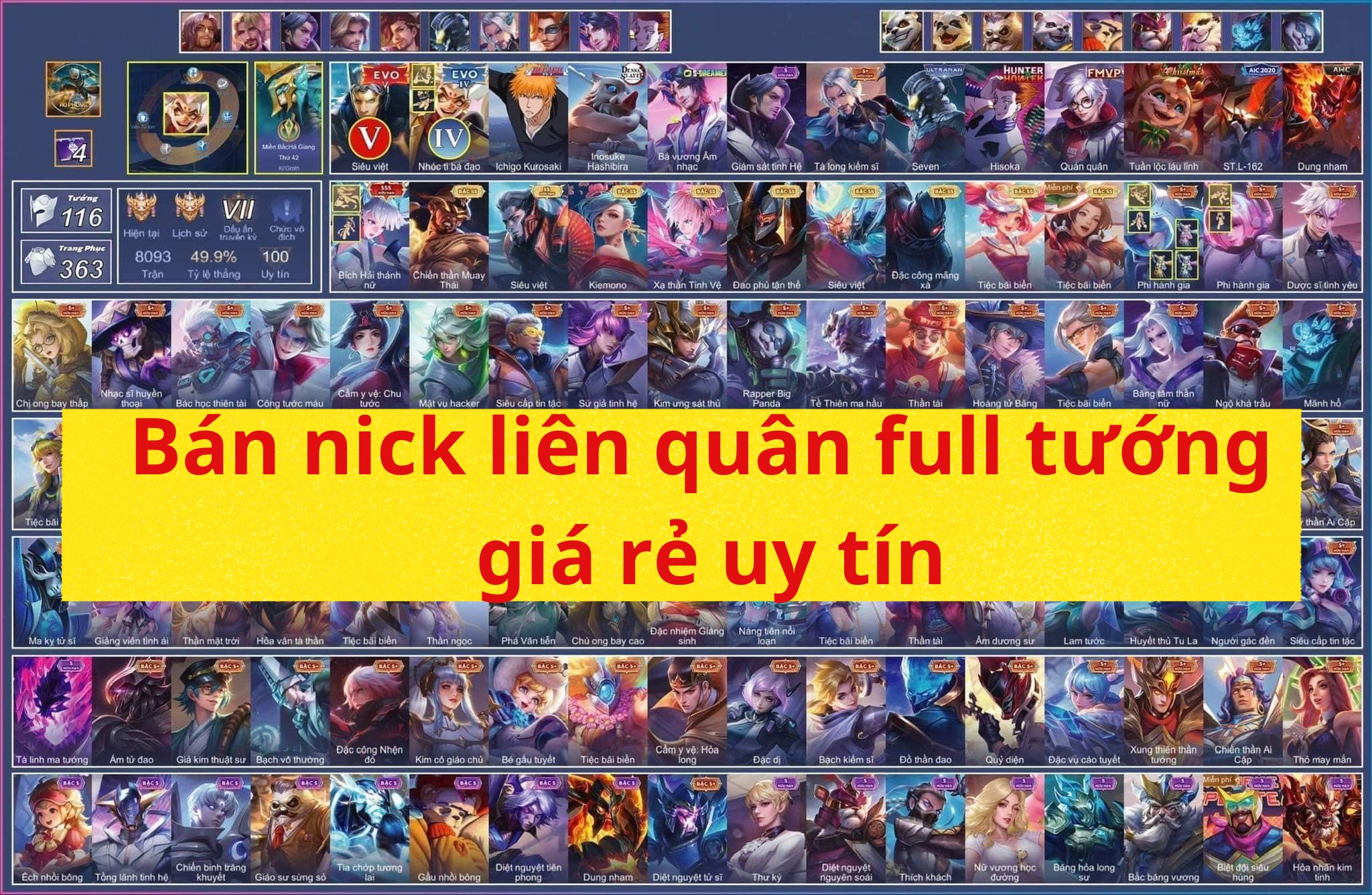 Mua bán nick liên quân full tướng giá rẻ uy tín 